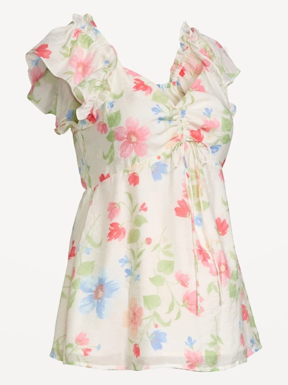 Old Navy Maternity Medium Ruffle-Sleeve Top White Floral 70% off Retail